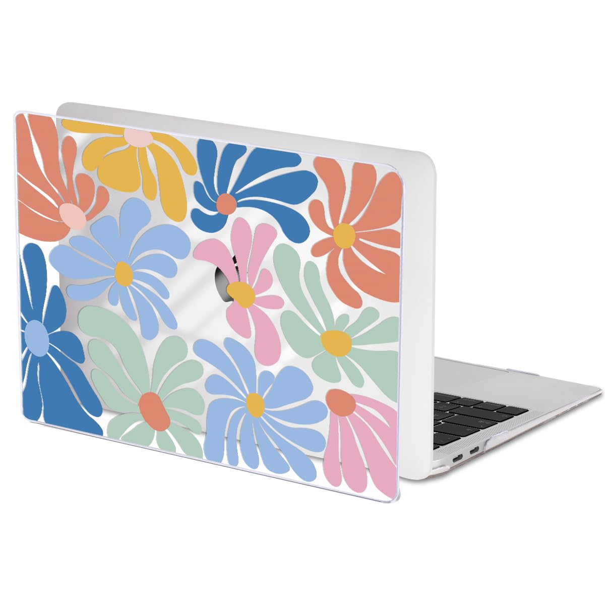 LCMOCICO for MacBook Air 13 inch Case 2021 2020 2019 2018 A2337 M1 A2179 A1932 Cover with Touch ID, Crystal Plastic Printed Pattern Hard Shell Case Keyboard Skin Screen Protector, Colorful Flowers