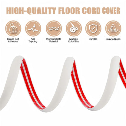 Floor Cord Cover Cable Cavity Self Adhesive Cord Hider Floor 10FT Floor Cable Management Power Cord Protector Floor Electric Cord Covers for Offices, Gym, Exhibitions (Beige, 1.18" x 10')