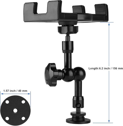 Heavy Duty Drill Base iPad Mount, Tablet Holder for Truck/Car/Boat/Wall/Desk/Vehicle Dashboard,360° Adjustable Aluminum Alloy Arm Mount Compatible with 7~12.9" iPad/Nexus/Fire HD/e-Book/Switch