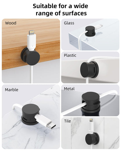 Inchor Cord Organizer, Rotatable Cable Organizer 8 Pack, No-Residue Adhesive Spring Cable Clips, Cord Holder for Nightstand, Kitchen, Office Accessories and Car (Black)