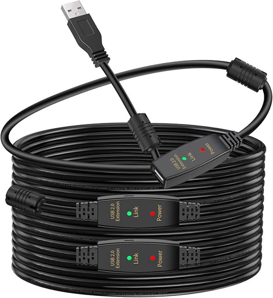 LDKCOK 100FT Active USB Extension Cable 2.0 Male to Female with A Extension chipset Signal Booster - Active Extension/Repeate