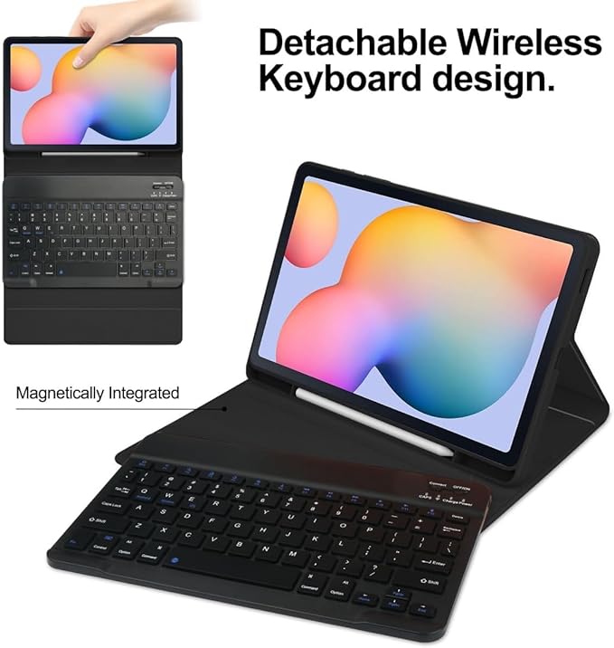 for iPad 9.7 inch 6th/5th Generation, Air 2, Air, iPad Pro 9.7 Keyboard Case with Mouse and Rainbow Backlit Detachable Bluetooth Keyboard Cover,DarkPink