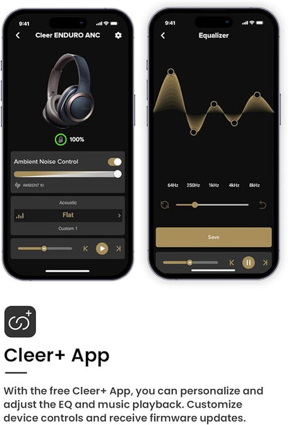 Cleer Enduro ANC Noise Cancelling Over the Ear Bluetooth Headphones with Mic, 60 Hrs Playtime, Noise Canceling, Ambient EQ Modes, Hi-Res Audio, Deep Bass, Multi-Point Connect, Bluetooth 5.0, Dark Navy