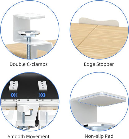 suptek Small Keyboard Tray Under Desk Pull Out with C Clamp Mount for Computer Keyboard, 20 (24.2 Including Clamps) x 11.8 inch Slide-Out Platform Computer Drawer for Typing, Light Wood, DSF1SQM