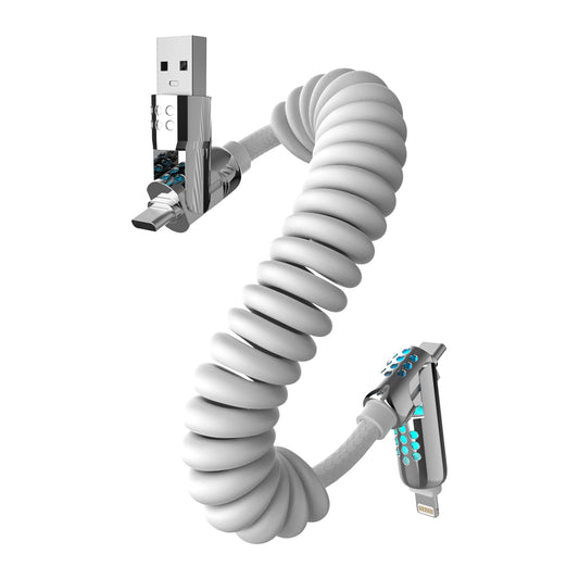 MFish Coiled 4 in 1 USB C Cable, 6.6FT Fast Charging Cable