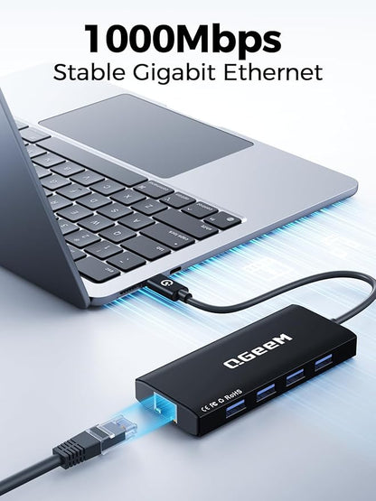 QGeeM USB C Hub Ethernet,9 in 1 USB Type C Hub HDMI Multi-Port Converter Adapter,100W Pd, USB 3.0,SD/TF Card Reader,Compatible for MacBook Pro Air Ipad HP Dell Lenovo Chromebook etc.-Black