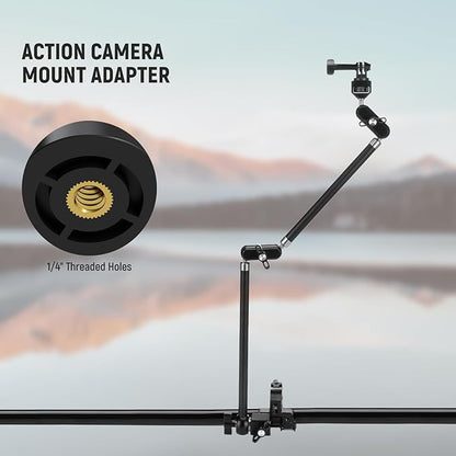 NEEWER 30" Articulating Magic Arm with Super Clamp/Action Cam Mount/Phone Holder, Overhead Camera Desk Mount Mic Boom Stand, Compatible with GoPro iPhone DSLR Webcam Microphone Video Recording, UA056