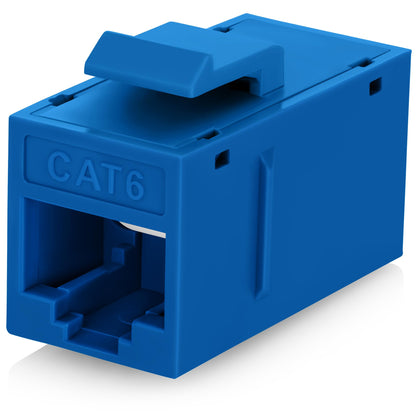 Everest Cat6 RJ45 Keystone Coupler (6-Pack) in Blue - RJ45 Coupler - Cat 6 Couplers - Female to Female Cat6 Keystone Jacks - Ethernet Couplers - Ethernet Cable Extender
