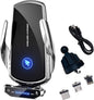 Wireless Car Charger Mount Automotive Electric Induction 15W Fast Charging Auto Clamping Car Phone Holder Mount Wireless Charging Mount Air Vent Phone Holde Compatible with All Android (Silver)