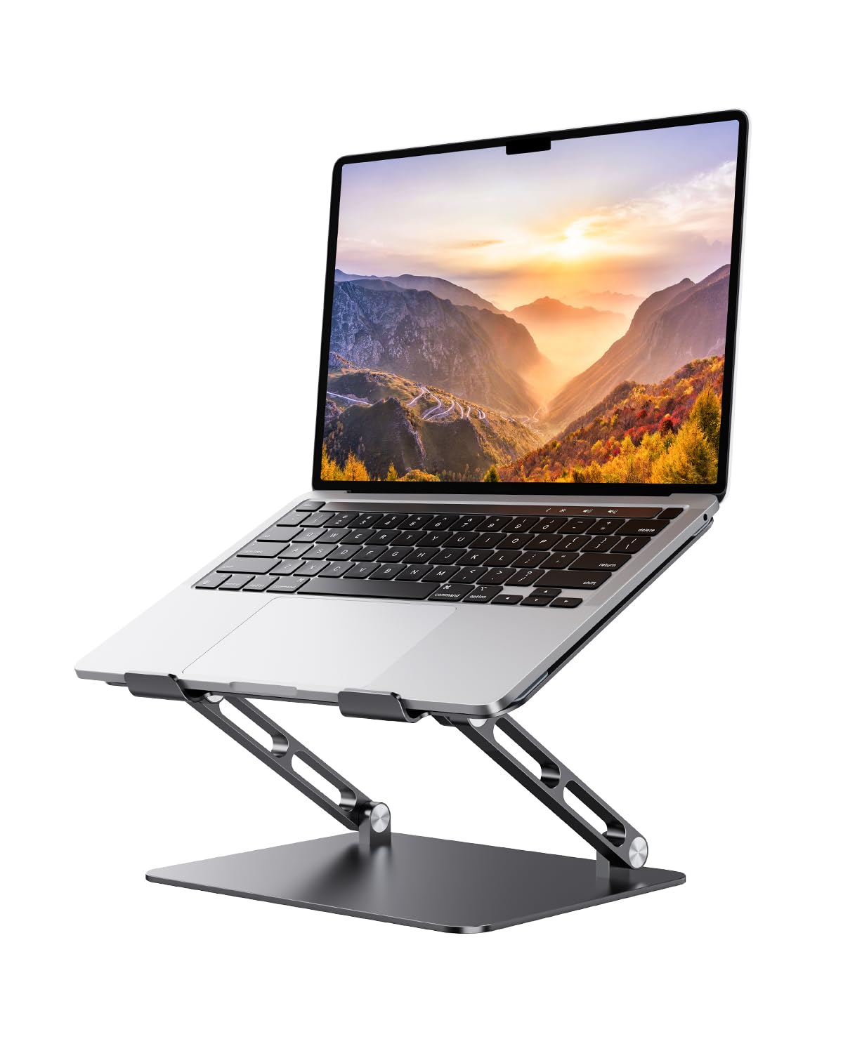 Orlian Foldable Aluminum Laptop Stand Up to 17.3" Laptops, Height Adjustable Portable Ergonomic Computer Holder, Space Saving Desk with Heat Dissipation. Compatible with MacBook/Dell/HP etc, Black