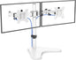 HUANUO 32 inches Dual Monitor Stand up to 17.6lbs, High-Grade Aluminum Free-Standing Dual Monitors Mount for 2 Screens. Fully Adjustable Dual Monitor Stand for Desk with Tilt, Swivel, Rotation, White