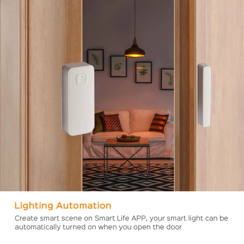 EVERSECU Tuya Smart WiFi Door Sensor Open / Close Detector App Notification Battery Operated, Compatible with Amazon Alexa, Google Assistant, No Need Hub
