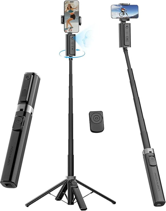 Face Tracking Tripod for iPhone,57'' Expandable Selfie Stick for iPhone,Phone Tripod for Android with Remote, No APP,Gesture Control,Content Creator Essentials for YouTube, Tiktok,Smart M3