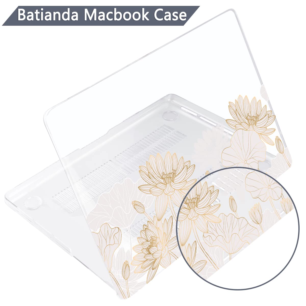 Batianda Case for MacBook Air 15" with M5 M4 M3 M2 Chip, Golden Lotus