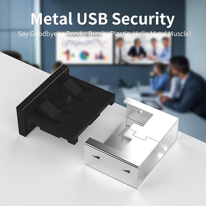 24PCS USB Metal Port Lock Blocker with 2 Keys - Secure USB-A Port Protector for PC/Laptop, Anti-Theft Data Security Lock, Dust & Moisture Proof Cover, Removable Type-A Connector Black