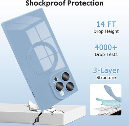Designed for iPhone 15 Pro Max Case Compatible with Magsafe Cover Camera Lens Protector Military Grade Protection Shockproof Soft TPU Slim Magnetic Phone Case for iPhone 15 Pro Max Blue