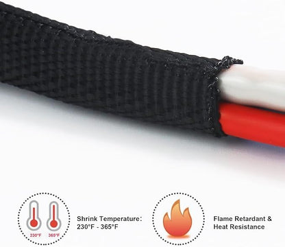 Heat Shrinkable Braided Sleeving 2:1 Ratio- Abrasion Protection Flexibility Wiring Harness Cable Sheath (3/4" ID, 16ft)