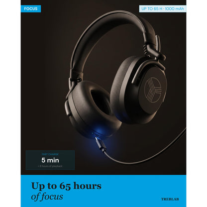TREBLAB U5 Bluetooth Headphones Over the Ear, Hybrid ANC, 65H Playtime
