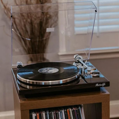 Turntable Record Player Wireless Output Vinyl Players Aluminium Platter and Tonearm Belt-Drive LP Turntables 33 45 RPM Phono Audio AT-3600L MM Cartridge RCA Line USB Digital to PC Recording Dark Brown