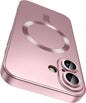 Magnetic for iPhone 16 Plus Case [Compatible with MagSafe][Built-in Camera Lens Protector] Slim Soft Silicone Bumper Shockproof Metallic Luster Phone Case (Rose Gold)