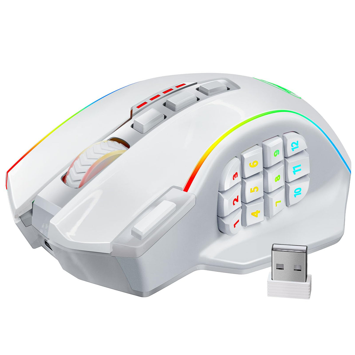 Redragon Gaming Mouse, MMO Mouse Gaming UP 12400 DPI, 19 Macro Programmable Buttons, RGB Mouse with 12 Side Buttons, 8 * 2.4g Weight Tuning for PC Laptop MOBA FPS, M901K, Black
