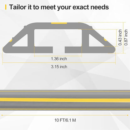 Floor Cord Cover 10Ft Heavy Duty PVC Floor Cable Protector Electric Cord Hider Cable Management Floor Strip Extension Cord Covers Cable Raceway for Wires on Floor Inner Channel 1.36" W x 0.43" H -Gray