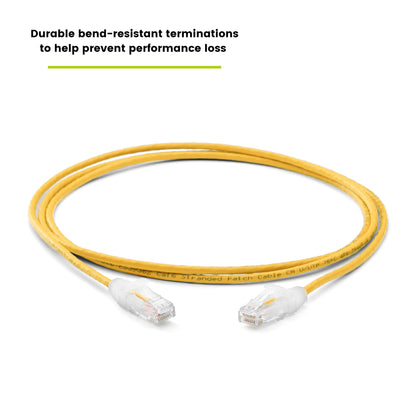 TRUECABLE Cat6 Component Rated Patch Cable, Unshielded (U/UTP), 7ft, Yellow, 28AWG Stranded Pure Copper, Snagless 10G High-Speed Ethernet Cable, PoE++ 4PPoE 100W, UL Listed, RoHS-3, 1 Pack