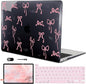 for 2020 2021 2022 MacBook Pro 13 inch Case M2 M1 A2338 A2289 A2251 with Touch Bar & Touch ID, Printed Pattern Plastic Hard Shell Case Keyboard Cover Screen Protector, Pink Bowknot Black