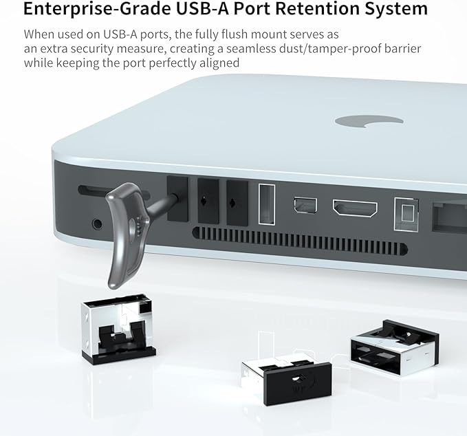 24PCS USB Metal Port Lock Blocker with 2 Keys - Secure USB-A Port Protector for PC/Laptop, Anti-Theft Data Security Lock, Dust & Moisture Proof Cover, Removable Type-A Connector Black