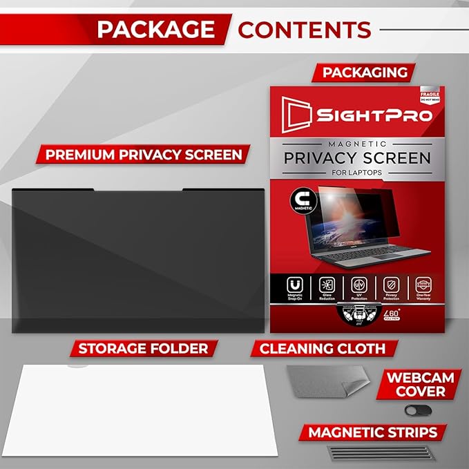 Magnetic Laptop Privacy Screen 15.6 Inch 16:9 - Removable Computer Privacy Filter Shield and Protector