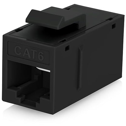 Everest Cat6 RJ45 Keystone Coupler (12-Pack) in Black - RJ45 Coupler - Cat 6 Couplers - Female to Female Cat6 Keystone Jacks - Ethernet Couplers - Ethernet Cable Extender