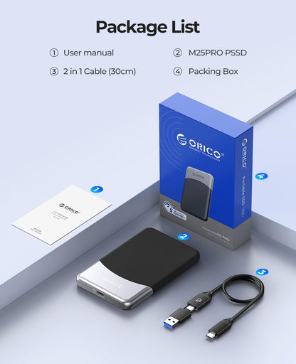 ORICO M25PRO 512GB Portable External SSD, Up to 460MB/s