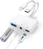 USB-C & Lightning to 3.5mm Headphone Adapter, 3-in-1 USB OTG Camera Adapter & Aux Headphone Splitter, Supports Charging/Audio/Data Transfer for iPhone 16/15/14/13/12, Samsung Galaxy S25/24, Laptops