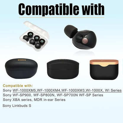Memory Foam Ear Tips for Sony WF-1000XM5 Filter Screen Earbuds Tips for WF-1000XM5 WF-1000XM4 Earbuds Case, 3 Pairs Large Black