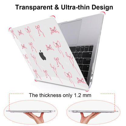 LCMOCICO Compatible with 2021 2020 2019 2018 MacBook Air 13 inch Case M1 A2337 A2179 A1932 with Touch ID, Crystal Clear Pattern Plastic Hard Shell Case for MacBook Air 13 M1 2021, Pink Bowknot