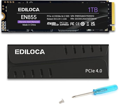 1TB PS5 SSD with Heatsink PCIe Gen4 NVMe M.2 Gaming SSD, 7400MB/s Read, 1GB DRAM Cache, 3D TLC | Internal Solid State Drive Compatible with PS5 & PC(EN855)