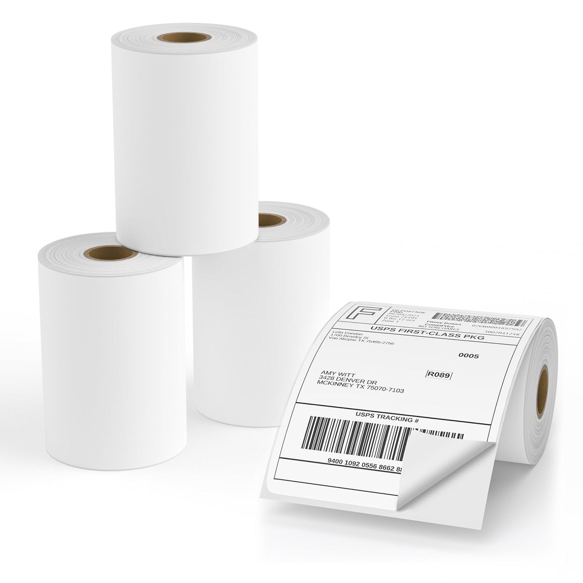 FungLam 100 Rolls 4x6 Direct Thermal Shipping Labels, 250 Labels Per Roll, 1" Core, Perforated, White Mailing Postage Shipping Label Compatible with Zebra 2844 ZP-450 ZP-500 ZP-505
