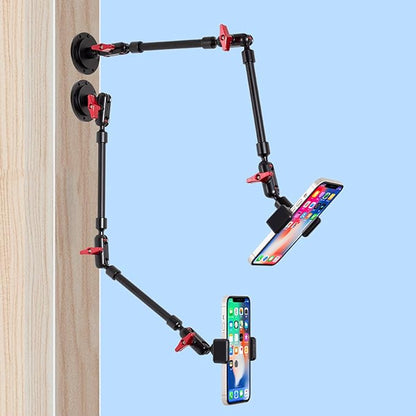 Adjustable Mobile Phone Holder for Desk, Wall Mount and Ceiling Mount Bracket for Phone and Other Smartphones (Metal Base+82cm arms+Phone Clip)