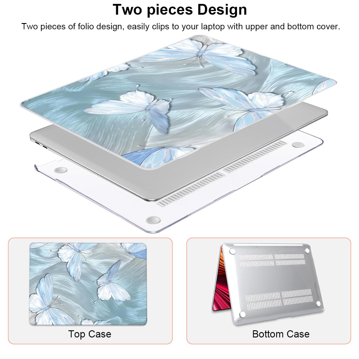 LCMOCICO Compatible with 2021 2020 MacBook Air 13 inch Case M1 A2337 A2179 A1932 2018 2019 Release, Pattern Plastic Hard Shell Case & Keyboard Cover for Mac Air 13.3 Touch ID, Tin Foil Butterfly