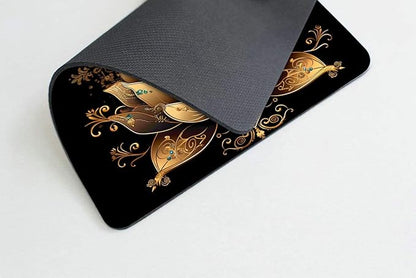 Square Mouse Pad Peacock on Golden Lotus-1,Gaming Mouse Pads for Desk,Soft Computer Waterproof Non-Slip Mouse Mat