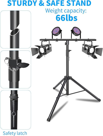 Bloazzup DJ Lights Stand 41-95 Inch, Heavy Duty DJ Stand 1 Pack, Adjustable Height Par Can Tripod Stage Light Stand 8ft, DJ Lighting T Bar Suitable for Stages, Bar, Banquet, Party