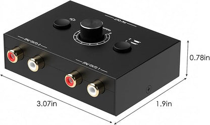 Y.D.F 2-Way Bi-Directional RCA Switch, HiFi AV L/R Sound Channel 1 in 2 Out or 2 in 1 Out, L/R Sound Channel Audio Switcher Splitter RCA Stereo Selector for DVD Stereo Speaker CD Player