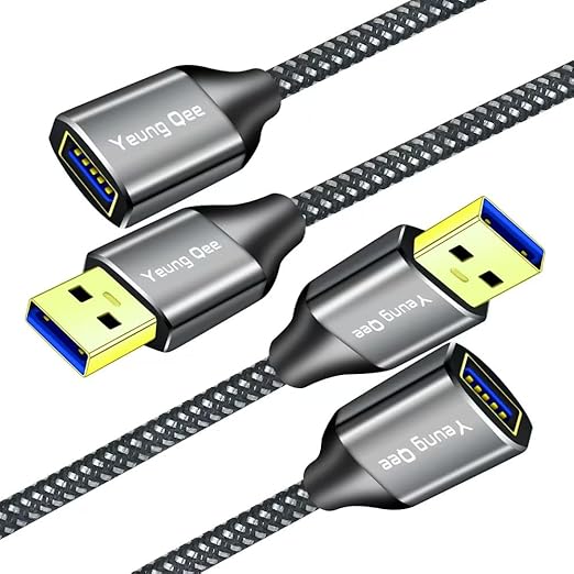 USB 3.0 Extension Cable 1.5 ft,5Gbps High Speed USB 3.0 Type A Male to Female Extension Cord,USB Extension Lead Compatible with USB Flash Drive, Hard Drive, Card Reader,Scanner,Keyboard (1.5FT,2 Pack)
