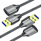 USB 3.0 Extension Cable 1.5 ft,5Gbps High Speed USB 3.0 Type A Male to Female Extension Cord,USB Extension Lead Compatible with USB Flash Drive, Hard Drive, Card Reader,Scanner,Keyboard (1.5FT,2 Pack)