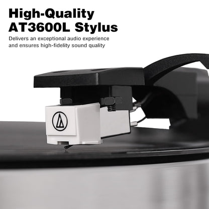 LP&No.1 Vinyl Record Players, Bluetooth Turntable with Built-in Speakers & Phono Preamp, High Fidelity Belt Drive 33/45 RPM with Magnetic Cartridge, USB Recording & Playback, Pitch Control, Auto Off
