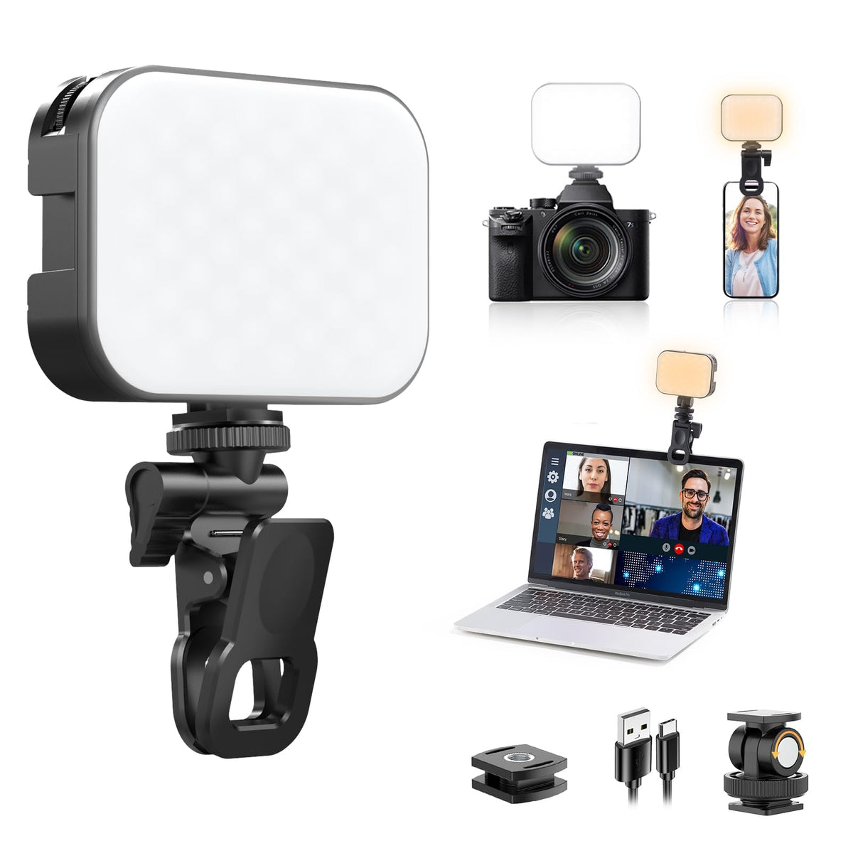Ulanzi VL100X Selfie Light, Mini Clip LED Light Panel for Phone Bi-Color