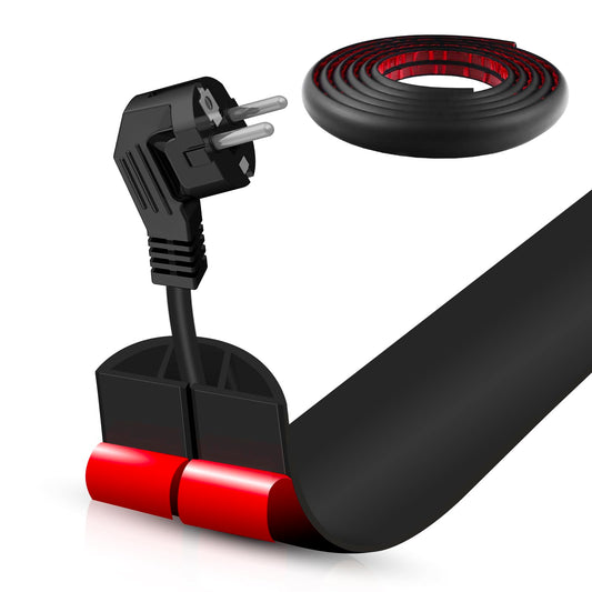 Floor Cord Cover Self Adhesive Cord Hider,10FT Cable Management, Extension Strip Protector for Wires, Prevent Cable Trips for Offices, Gyms, Exhibitions Cavity:0.39"(W) x 0.27"(H) Black