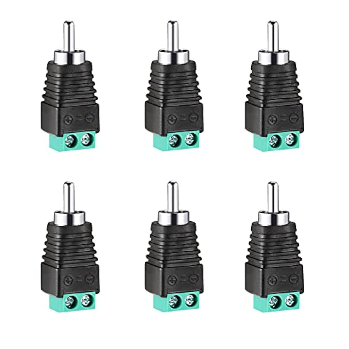 Iskueal RCA Plugs for Speaker Wire，RCA to AV Screw Terminal Connector, Phono RCA Male Plug Solderless Converter Audio/Video Speaker Wire Connectors Solderless Adapter