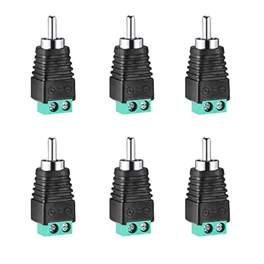 Iskueal RCA Plugs for Speaker Wire，RCA to AV Screw Terminal Connector, Phono RCA Male Plug Solderless Converter Audio/Video Speaker Wire Connectors Solderless Adapter