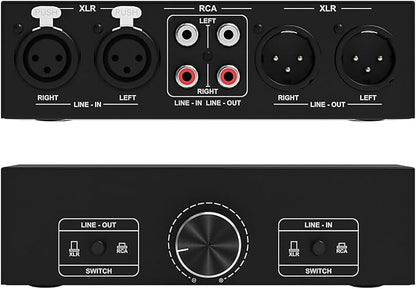 Y.D.F RCA and XLR Selector Switch Boxes, 2(1)-in-1(2)-Out RCA/XLR Speaker Switcher Selector, HiFi Balanced Stereo Audio Switcher/Converter Premium Selector Splitter Box with Volume Controller